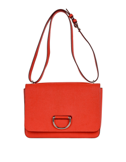 Medium D-Ring Shoulder Bag, Leather, Red, 3*